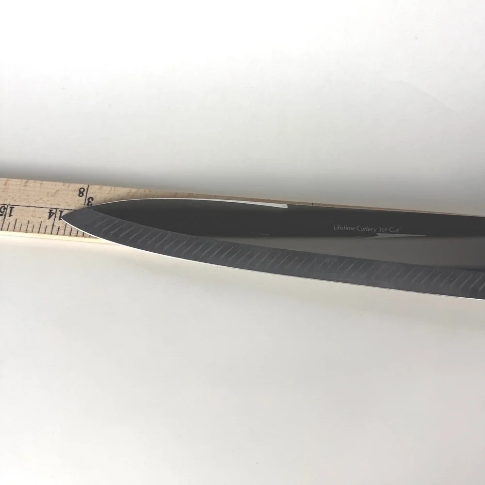 Vintage Lifetime Cutlery Jet-Cut Chef Knife Stainless Japan 400 Wood Handle 14